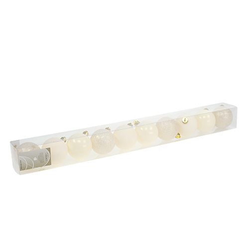 Floristik24 Boule de Noël en plastique crème Ø 60 mm 10 p.