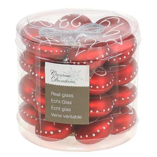 Article Boule de Noël Ø3,5cm avec chiffres rouge 24pcs