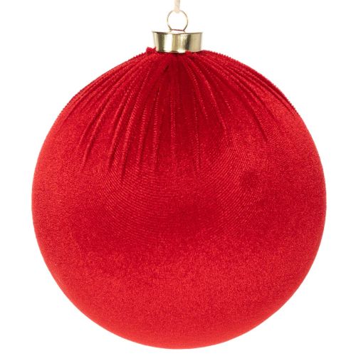 Boules de Noël rouges en velours 15cm à suspendre, lot de 3 acheter | Floristik24.fr