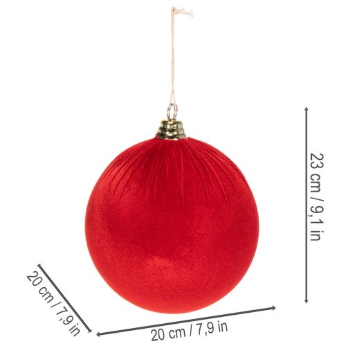 Boule de Noël Velours Rouge Ø20cm Lot de 3 | Floristik24.fr