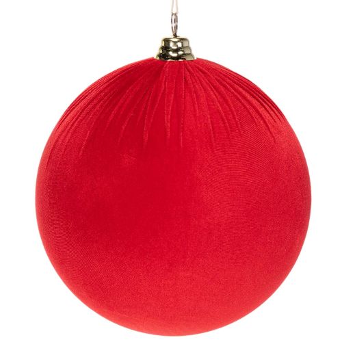 Boule de Noël en velours rouge à suspendre, Ø 25 cm, lot de 2