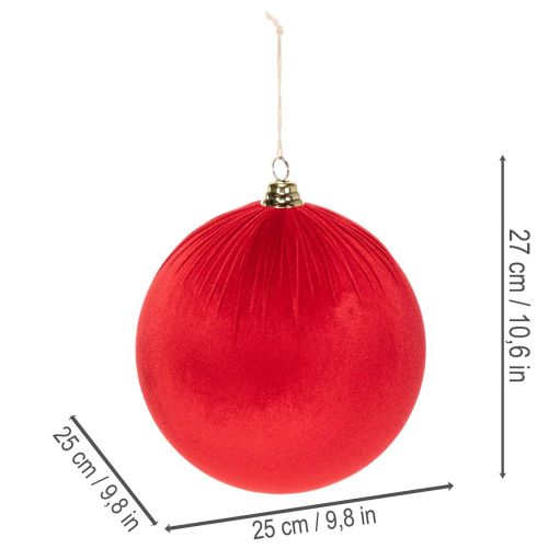 Boule de Noël en velours rouge à suspendre, Ø 25 cm, lot de 2 | Floristik24.fr