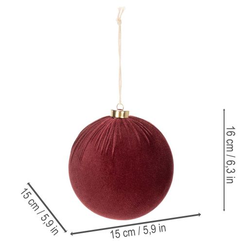 Boules de Noël en velours bordeaux 15 cm à suspendre - Lot de 3 | Floristik24.fr