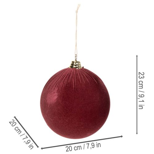Boule de Noël en velours bordeaux Ø20cm x3 | Floristik24.fr