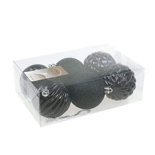 Floristik24 Boule de Noel Noir Mix Ø7cm plastique 6pcs