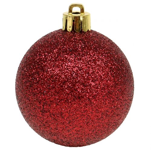 Article Boule de Noël rouge rubis mix Ø6cm 10p