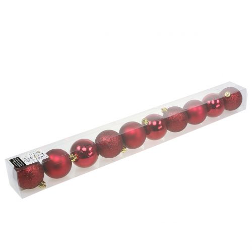 Floristik24 Boule de Noël rouge rubis mix Ø6cm 10p