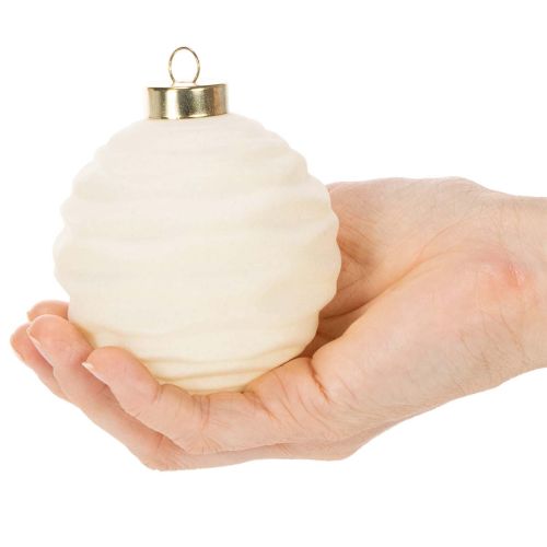 Boules de Noël en plastique blanc crème 8 cm lot de 12 | Floristik24.fr