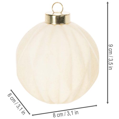 Boules de Noël en plastique blanc crème 8 cm lot de 12 | Floristik24.fr