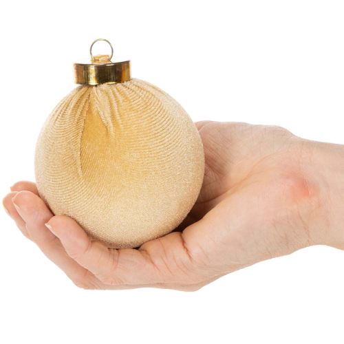 Boules de Noël en velours textile tons chauds Ø 8 cm set de 12 | Floristik24.fr