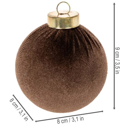 Boules de Noël en velours textile tons chauds Ø 8 cm set de 12 | Floristik24.fr