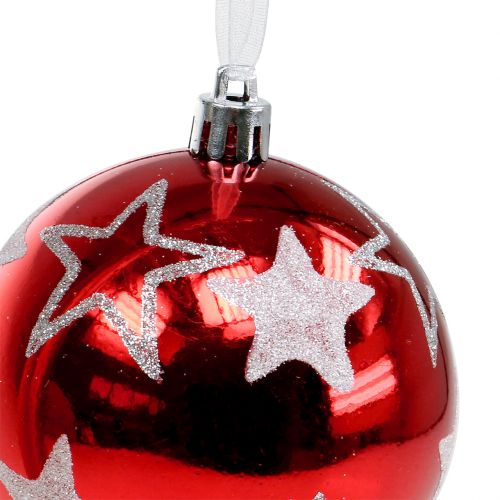 Floristik24 Boules de Noël avec étoiles en rouge 2pcs Ø8cm