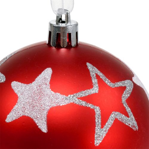 Floristik24 Boules de Noël avec étoiles en rouge 2pcs Ø8cm