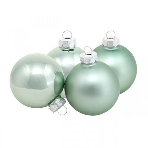 Décorations de sapin de Noël, mélange de boules de sapin, mini boules de Noël vert menthe H4.5cm Ø4cm verre véritable 24pcs