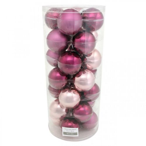 Article Boule de Noël, décorations de sapin de Noël, boules de sapin violet H6,5cm Ø6cm verre véritable 24 pcs