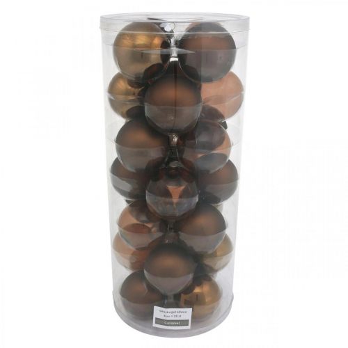 Floristik24 Boule de sapin de Noël, décorations de sapin, boules de Noël marron H6,5cm Ø6cm verre véritable 24 pcs