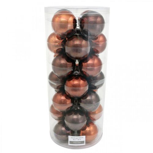 Floristik24 Boules de sapin de Noël, décorations de sapin, boule de Noël marron H6,5cm Ø6cm verre véritable 24 pcs