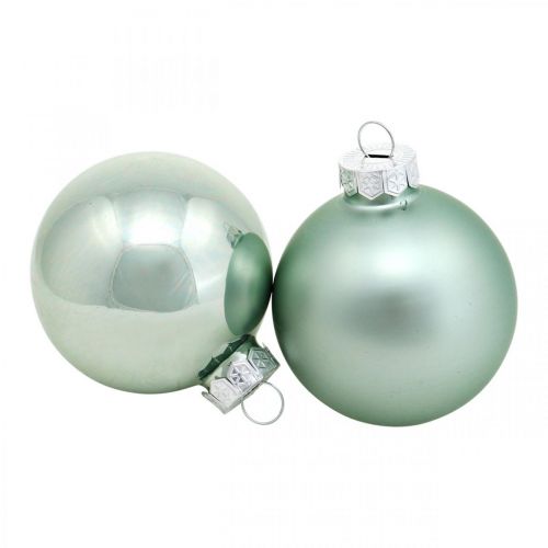 Floristik24 Boule de Noël, décorations d&#39;arbre, boule de sapin vert menthe H6.5cm Ø6cm verre véritable 24pcs