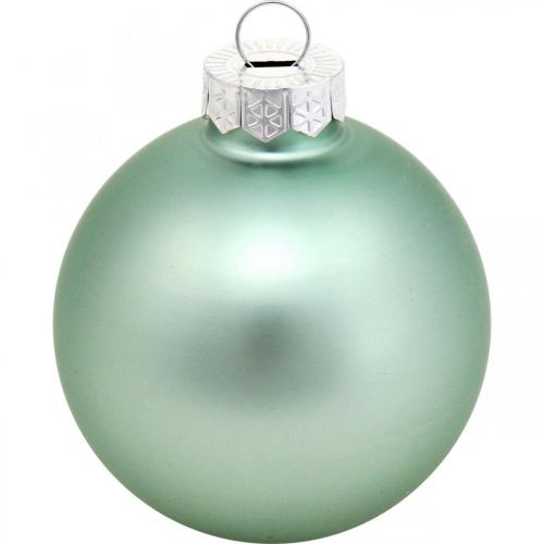 Décorations de sapin de Noël, mélange de boules de sapin, mini boules de Noël vert menthe H4.5cm Ø4cm verre véritable 24pcs