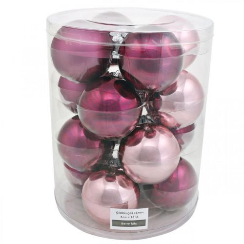 Article Boules de Noël, décorations de sapin, boules en verre violet H8,5cm Ø7,5cm verre véritable 12pcs