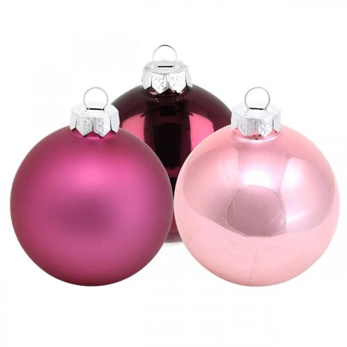 Boules de Noël, décorations de sapin, boules en verre violet H8,5cm Ø7,5cm verre véritable 12pcs