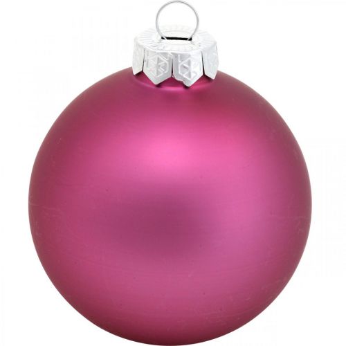 Article Boules de Noël, décorations de sapin, boules en verre violet H8,5cm Ø7,5cm verre véritable 12pcs