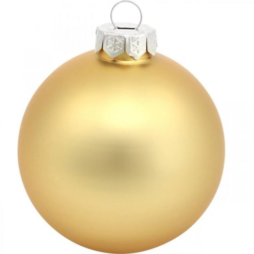 Floristik24 Boule de sapin, Décorations de sapin de Noël, Boule de Noël dorée H8.5cm Ø7.5cm verre véritable 12pcs