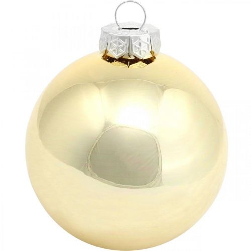 Floristik24 Boule de sapin, Décorations de sapin de Noël, Boule de Noël dorée H8.5cm Ø7.5cm verre véritable 12pcs