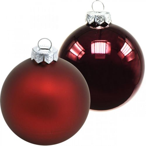 Floristik24 Boule de Noël, décorations de sapin de Noël, boules en verre vin rouge H8.5cm Ø7.5cm verre véritable 12 pièces