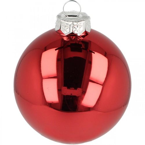 Floristik24 Boule de sapin de Noël, décorations d&#39;arbre, boule de Noël rouge H8.5cm Ø7.5cm verre véritable 12pcs