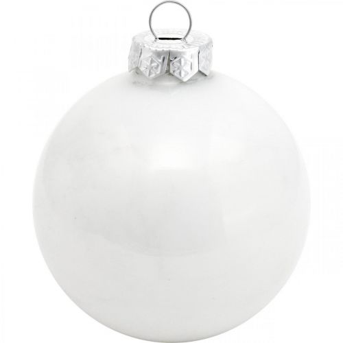Article Boule à neige, pendentif sapin, décoration sapin de Noël, décoration hivernale blanc H6,5cm Ø6cm verre véritable 24 pcs