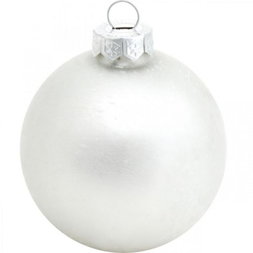 Floristik24 Pendentif sapin, boule à neige, décoration sapin de Noël, décoration hivernale blanc H4,5cm Ø4cm verre véritable 24 pcs