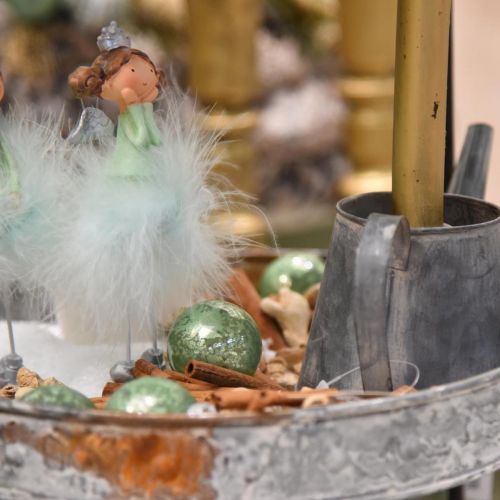 Article Boule de Noël, décorations d&#39;arbre de Noël, boule en verre marbré vert H6.5cm Ø6cm verre véritable 24pcs