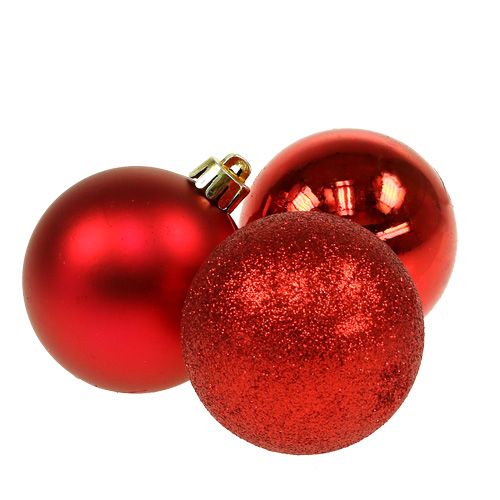 Floristik24 Boule de Noël en plastique rouge 6cm 10pcs