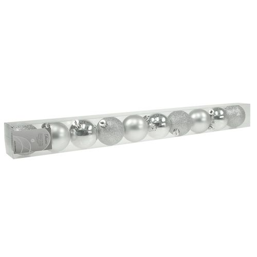 Article Boule de Noël plastique argent 6cm 10pcs