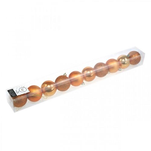 Floristik24 Boules de sapin de Noël, décorations de Noël, décorations d&#39;arbre orange plastique Ø6cm 10pcs