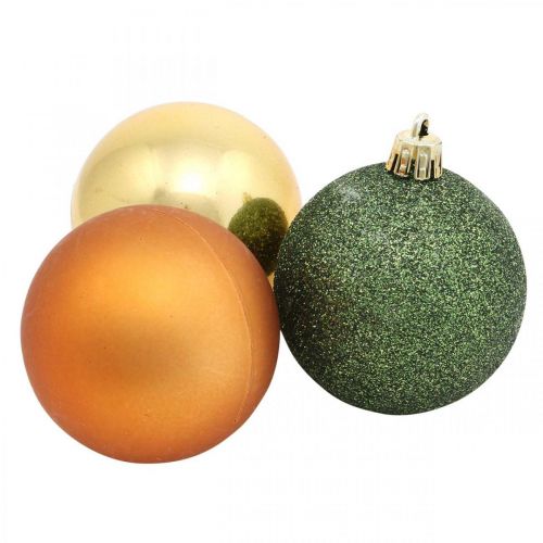 Floristik24 Boules de Noël, Décorations de l'Avent, Décorations pour arbres de Noël orange / doré / vert Ø5.5cm plastique 10pcs
