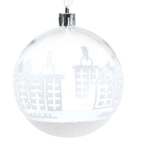 Floristik24 Boule de Noël en plastique blanc, transparent Ø8cm 2pcs