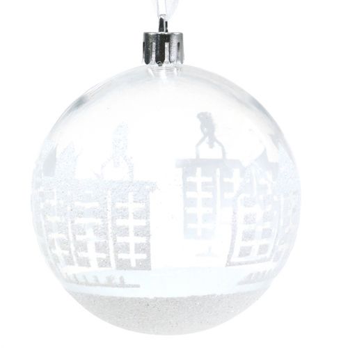 Article Boule de Noël en plastique blanc transparent Ø 8 cm 2 p.