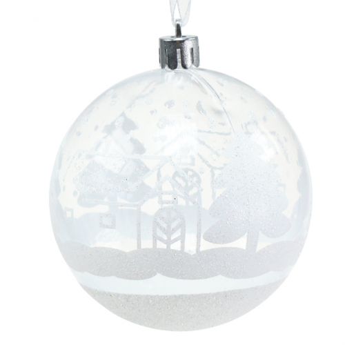 Floristik24 Boule de Noël en plastique blanc, transparent Ø8cm 2pcs