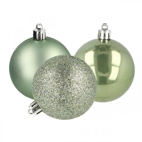 Floristik24 Boule de Noël vert mélange plastique Ø6cm 10pcs