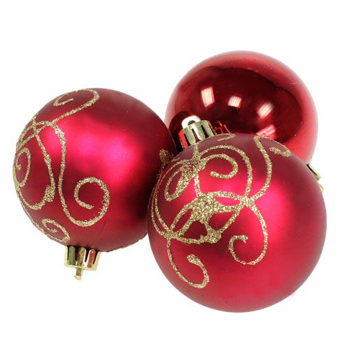 Floristik24 Boule de Noël en plastique rubis Ø70mm 8pcs