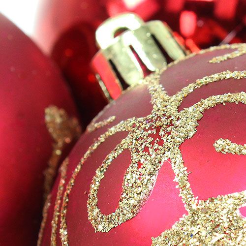 Floristik24 Boule de Noël en plastique rubis Ø70mm 8pcs