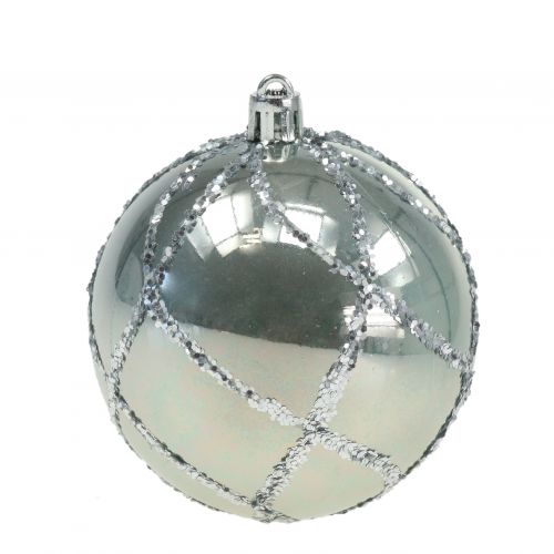 Floristik24 Boule de Noël plastique argent Ø8cm 2pcs