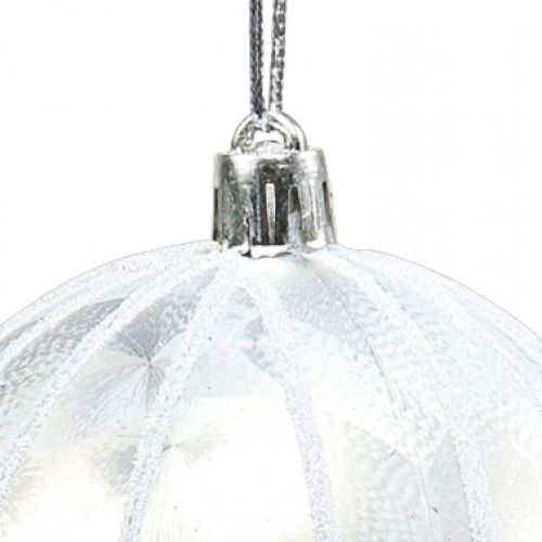 Article Boule de Noël en plastique blanc Ø 8 cm 2 p.