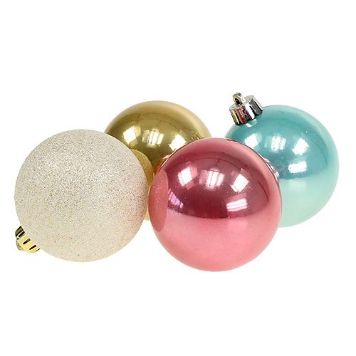 Set de boules de Noel en plastique couleur pastel Ø6cm 30pcs