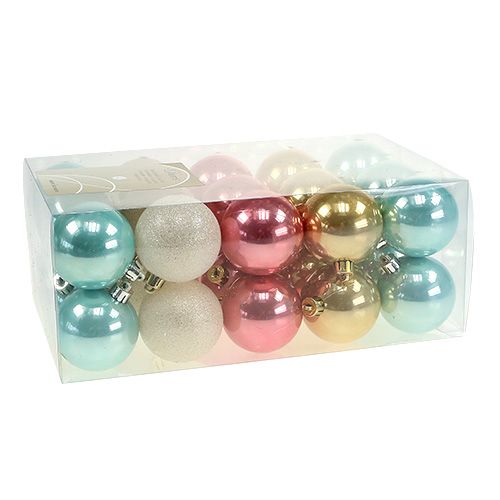 Floristik24 Set de boules de Noel en plastique couleur pastel Ø6cm 30pcs