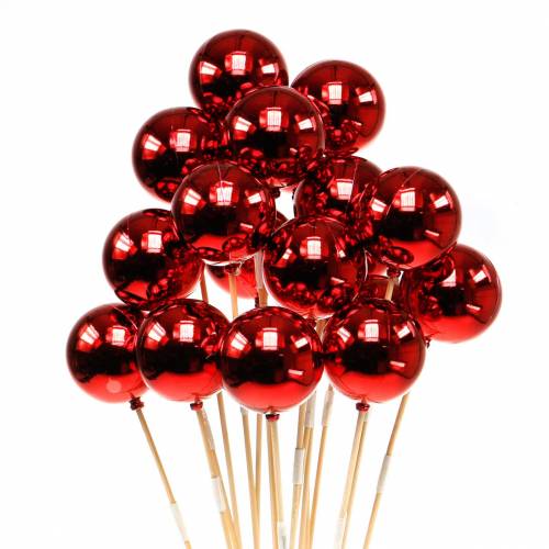 Floristik24 Boule de Noël sur bâton Ø6cm rouge 18 pcs