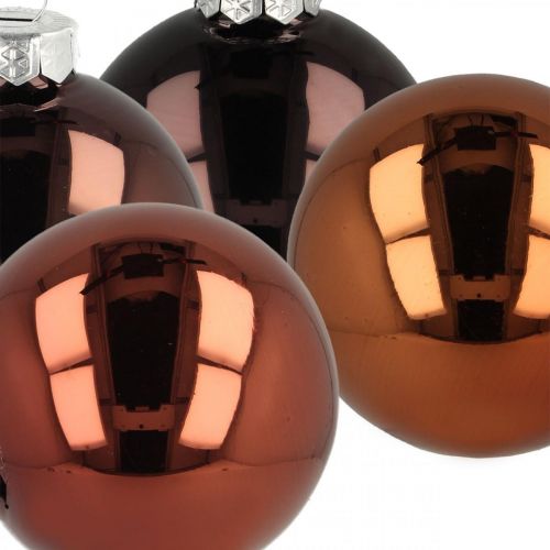 Floristik24 Boules de sapin de Noël, décorations de sapin, boule de Noël marron H6,5cm Ø6cm verre véritable 24 pcs