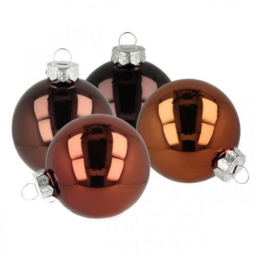 Floristik24 Boules de sapin de Noël, décorations d&#39;arbre, boule de Noël marron H6.5cm Ø6cm verre véritable 24pcs